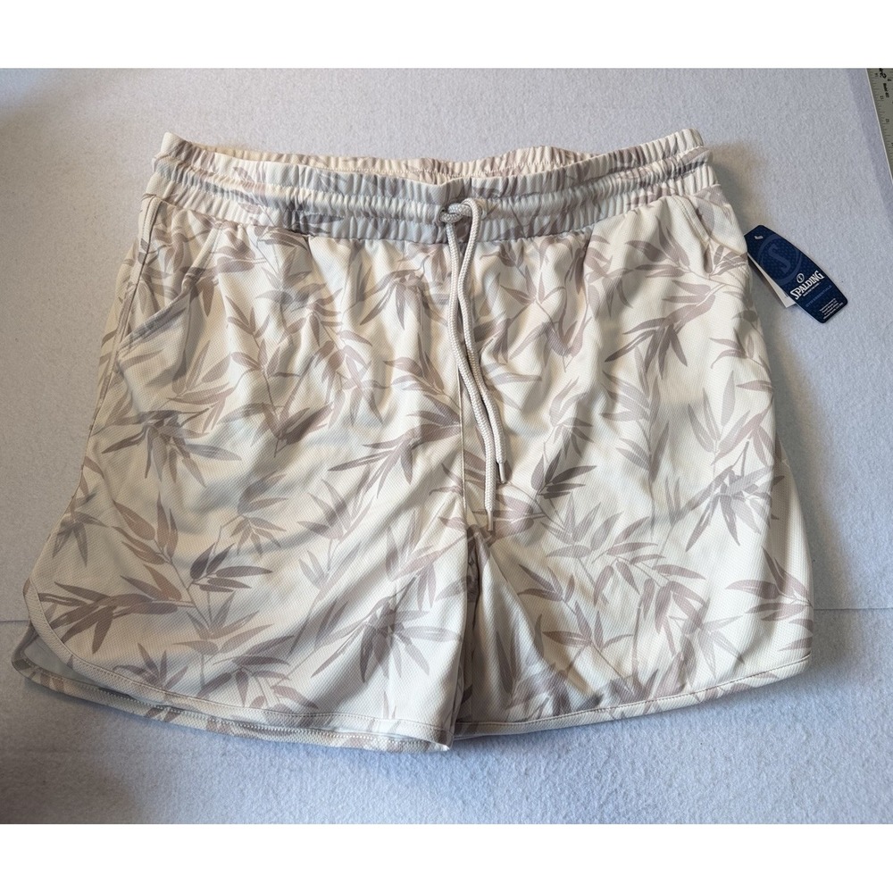 Spalding Women's Pink Lilac Bamboo Leaf Print Drawstring Shorts XXL NWT Plus